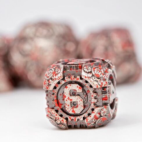 Sage's Portal Artificer's Core Metal DND DICE 7 قطعة من الزهر متعدد السطوح في DND TTRPG و Dragons Pathfinder (Cerulean) in Kuwait