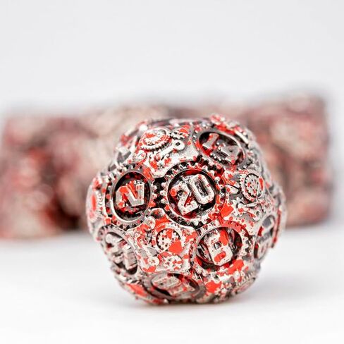 Sage's Portal Artificer's Core Metal DND DICE 7 قطعة من الزهر متعدد السطوح في DND TTRPG و Dragons Pathfinder (Cerulean) in Kuwait