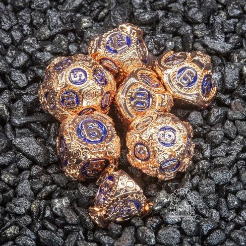 Sage's Portal Artificer's Core Metal DND DICE 7 قطعة من الزهر متعدد السطوح في DND TTRPG و Dragons Pathfinder (Cerulean) in Kuwait