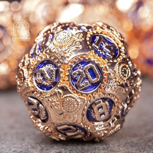 Sage's Portal Artificer's Core Metal DND DICE 7 قطعة من الزهر متعدد السطوح في DND TTRPG و Dragons Pathfinder (Cerulean) in Kuwait