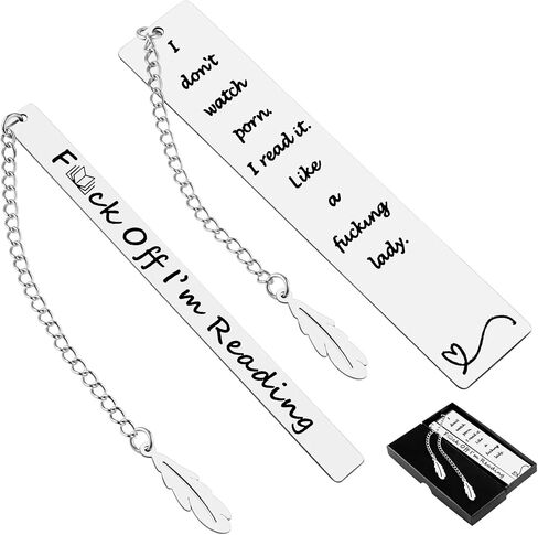 2Pcs Funny Smutty Bookmark Gifts for Men Book Lover Metal Book Mark Stainless Steel Bookmark Inspirational Women Reading Accessories Unique Friend Coworker Teacher Gifts Male Christmas Birthday Gift in Kuwait