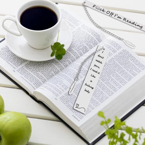 2Pcs Funny Smutty Bookmark Gifts for Men Book Lover Metal Book Mark Stainless Steel Bookmark Inspirational Women Reading Accessories Unique Friend Coworker Teacher Gifts Male Christmas Birthday Gift in Kuwait