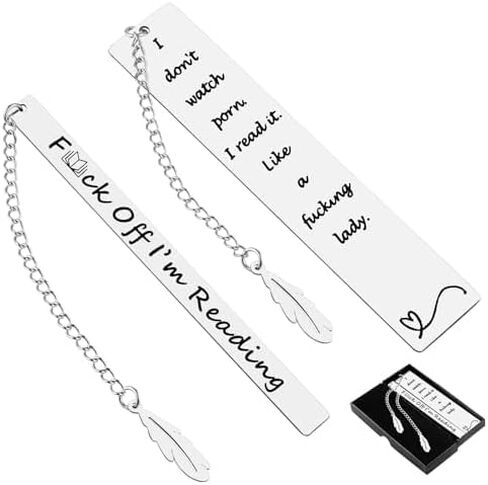 2Pcs Funny Smutty Bookmark Gifts for Men Book Lover Metal Book Mark Stainless Steel Bookmark Inspirational Women Reading Accessories Unique Friend Coworker Teacher Gifts Male Christmas Birthday Gift in Kuwait