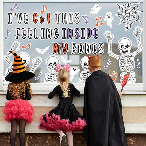 Halloween Skeleton Bulletin Board Decoration Funny White Skull Bone Classroom Paper Cutouts with 150 Pcs Glue Points for Holiday Horror Party School Wall Door,65 Pcs in Saudi Arabia