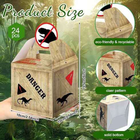 Bucherry 24 PCS Dinosaur Treats Boxes Dino Party Forme Boxes Candy Goodie Goys Boathers for Dinosaur Decortation in Saudi Arabia