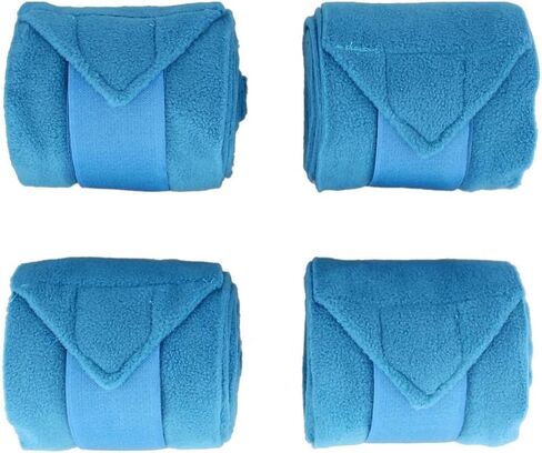 Teal Blue Horse Fleece Bandages/Polo Wraps/Stable Wraps Equestrian Leg Wraps Set of 4 TACK Equestrian Boots Protection in Saudi Arabia