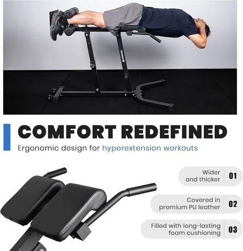 LIONSCOOL Heavy-Duty Adjustable Roman Chair(350LB Weight Capacity) - Versatile Back Hyperextension with 5 Adjustable Angles and 7 Adjustable Height Range - Perfect for Core Strength and Back Muscles in Kuwait