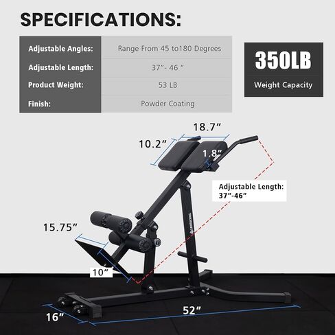 LIONSCOOL Heavy-Duty Adjustable Roman Chair(350LB Weight Capacity) - Versatile Back Hyperextension with 5 Adjustable Angles and 7 Adjustable Height Range - Perfect for Core Strength and Back Muscles in Kuwait