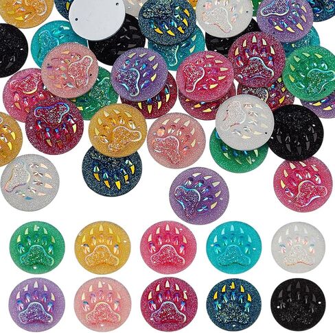 Fingerinspire 40 pcs 10 ألوان راتنجات راتنجات مسطحة كابوشونات خلفية 1 بوصة قطرها مع اثنين من اثنين من ثقب الفتحة الملونة كابوشونات ملونة الدمعة الجيوم مختلطة الجولة الأحجار الكريمة مخلب ملحوظة الأحجار الكابشون in Saudi Arabia
