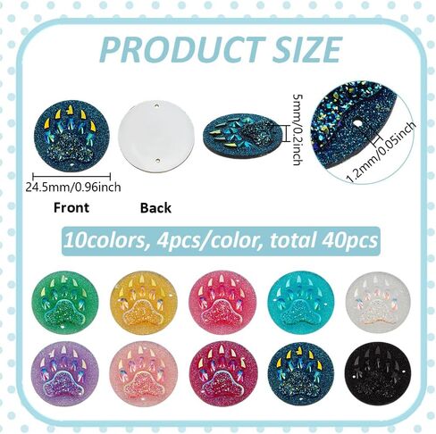 Fingerinspire 40 pcs 10 ألوان راتنجات راتنجات مسطحة كابوشونات خلفية 1 بوصة قطرها مع اثنين من اثنين من ثقب الفتحة الملونة كابوشونات ملونة الدمعة الجيوم مختلطة الجولة الأحجار الكريمة مخلب ملحوظة الأحجار الكابشون in Saudi Arabia