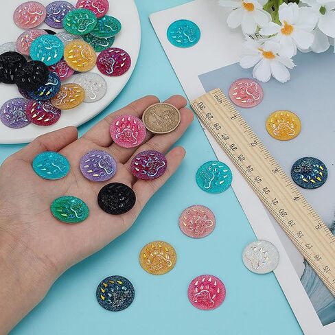 Fingerinspire 40 pcs 10 ألوان راتنجات راتنجات مسطحة كابوشونات خلفية 1 بوصة قطرها مع اثنين من اثنين من ثقب الفتحة الملونة كابوشونات ملونة الدمعة الجيوم مختلطة الجولة الأحجار الكريمة مخلب ملحوظة الأحجار الكابشون in Saudi Arabia