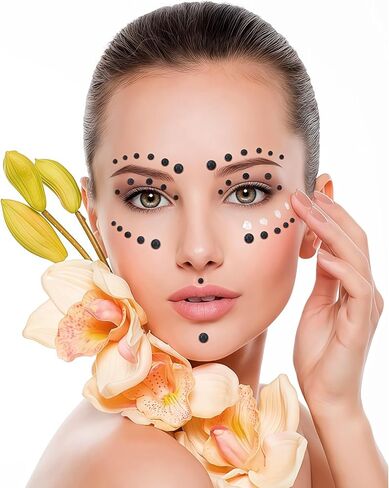 Self Adhesive Face Gems and Pearls for Makeup, Festival Jewels, Hair Gems Pearls, 3/4/5/6/8 mm Round Rhinestone Stickers for Face, Eye, Makeup, Body, Crafts 591Pcs (16_Dark Purple) in Kuwait