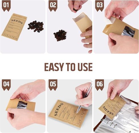 منظم تخزين البذور ، موثق منظم حزم البذور مع مظاريف تخزين بذور البذور 80pcs و 40 حماة صفيحة واضحة لحماية بذور الخضار (بني ، 9.1 × 6.5 بوصة) in Kuwait