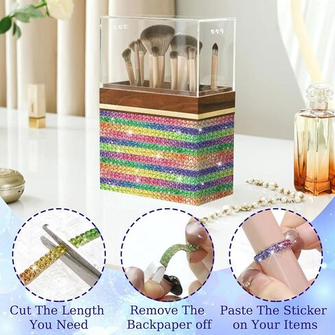 ملصق شريط Rhinestons Bling ، شريط راينستون عريضًا 0.4 سم للسيارة الداخلية ، لاصق ذاتي الشريط الأبيض ، شرائح الماس 10 ياردات لفرقة الزفاف الحرف DIY. in Saudi Arabia