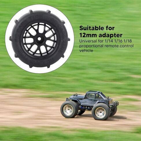 4PCS RC Car Tires, RC Tires, Beach Wheels Suitable for 12mm Coupler 1/14 1/16 1/18 Proportional Remote Control Vehicle in Saudi Arabia