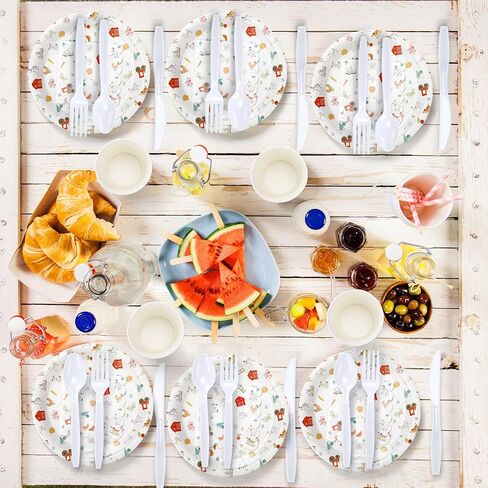 300 PCS Farm Animal Birthday Decoration ، Farm Animal Plates and Fedical Cups يقدم 50 ضيفًا ، مزارعًا يمكن التخلص منها تحت عنوان لتوفيات حفلات حفلات الزفاف استحمام الطفل in Kuwait