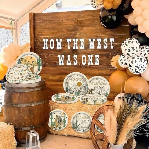 60 Pcs Western Cowboy Paper Plates 7 Inch, Rodeo Theme Birthday Party Decorations cowboy Party Supplies for Wild West Cowboy Rodeo Baby Shower party Supplies in Saudi Arabia