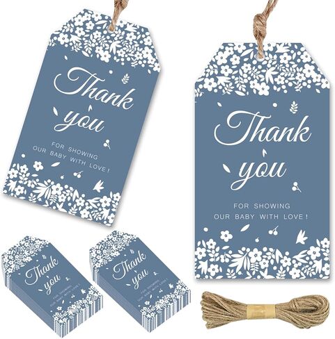 50pcs Cielito Lindo Dust Dream Decorations Dusty Blue Thanks You Tags with String ، Fiesta Cielito Lindo Party Decor in Saudi Arabia