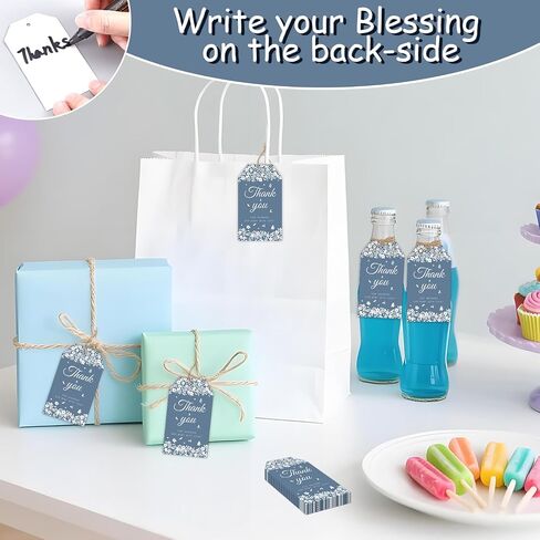 50Pcs Cielito Lindo Baby Shower Decorations Dusty Blue Thank You Tags with String, Fiesta Cielito Lindo Party Decor Gift Tags for Mexican Talavera Theme Baby Shower Party Supplies Favors Gifts in Saudi Arabia