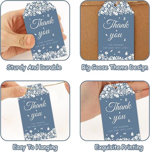 50Pcs Cielito Lindo Baby Shower Decorations Dusty Blue Thank You Tags with String, Fiesta Cielito Lindo Party Decor Gift Tags for Mexican Talavera Theme Baby Shower Party Supplies Favors Gifts in Saudi Arabia