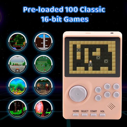 أطفال ألعاب الفيديو المحمولة المحمولة ، تم تصميمها في 100 بت ألعاب 16 بت ، وحدة تحكم ألعاب رجعية محمولة ، وحدة تحكم صديقة للعبور ، شاشة ملونة 2.8 بوصة ، بطارية قابلة لإعادة الشحن ، لعبة باليد لويت بويت (الأزرق الداكن) in Saudi Arabia