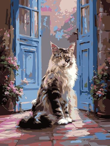 Pseniw Paint by Numbers kit للمبتدئين البالغين و Night Night ، Cat Color بأرقام للبالغين ، اللوحة الزيتية المائية الأكريليك DIY ، لوحة مناسبة لزينة الجدار المنزلي (16 × 20 بوصة) in Saudi Arabia