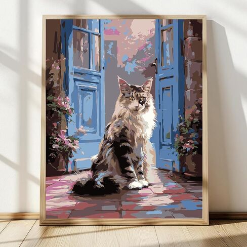 Pseniw Paint by Numbers kit للمبتدئين البالغين و Night Night ، Cat Color بأرقام للبالغين ، اللوحة الزيتية المائية الأكريليك DIY ، لوحة مناسبة لزينة الجدار المنزلي (16 × 20 بوصة) in Saudi Arabia