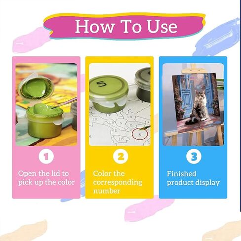 Pseniw Paint by Numbers kit للمبتدئين البالغين و Night Night ، Cat Color بأرقام للبالغين ، اللوحة الزيتية المائية الأكريليك DIY ، لوحة مناسبة لزينة الجدار المنزلي (16 × 20 بوصة) in Saudi Arabia