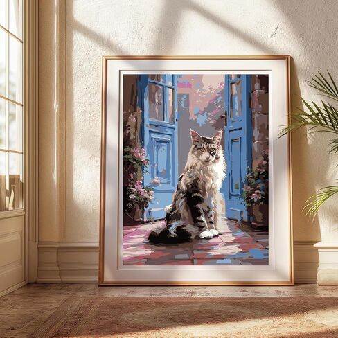 Pseniw Paint by Numbers kit للمبتدئين البالغين و Night Night ، Cat Color بأرقام للبالغين ، اللوحة الزيتية المائية الأكريليك DIY ، لوحة مناسبة لزينة الجدار المنزلي (16 × 20 بوصة) in Saudi Arabia