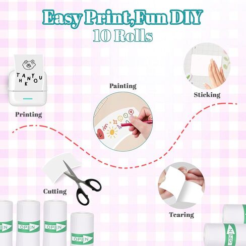 18 Rolls 57 x 25 mm Sticker Printer Paper,Self-Adhesive Compatible with Most Mini Portable Printers. Thermal Paper for Most Camera Paper Roll Refill(5 color) in Saudi Arabia