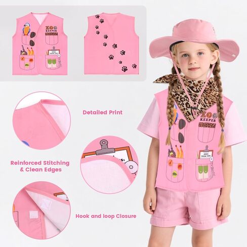 Kyson Kids Zookeeper Costume 6Pcs Safari Explorer Accessories for Halloween Jungle Safari Wild Animal Themed Party Carrer Day in Saudi Arabia