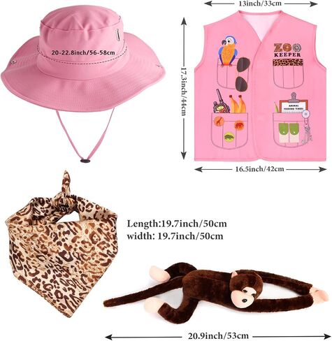 Kyson Kids Zookeeper Costume 6Pcs Safari Explorer Accessories for Halloween Jungle Safari Wild Animal Themed Party Carrer Day in Saudi Arabia