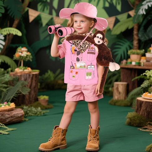 Kyson Kids Zookeeper Costume 6Pcs Safari Explorer Accessories for Halloween Jungle Safari Wild Animal Themed Party Carrer Day in Saudi Arabia