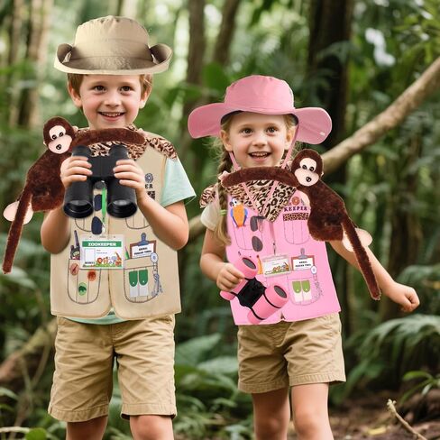 Kyson Kids Zookeeper Costume 6Pcs Safari Explorer Accessories for Halloween Jungle Safari Wild Animal Themed Party Carrer Day in Saudi Arabia