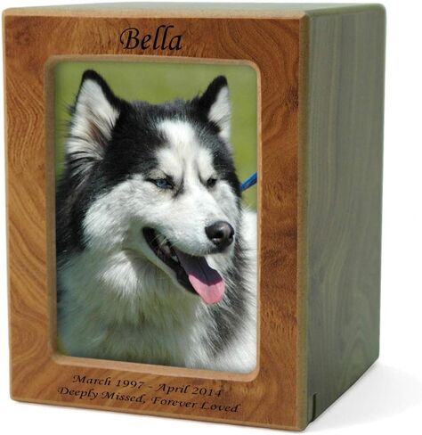 قريبة من عزيزتي الحيوانات الأليفة النصب التذكارية MDF Pet Photo Cremation Cremation ، 200 بوصة مكعبة ، تشطيب الكرز in Kuwait