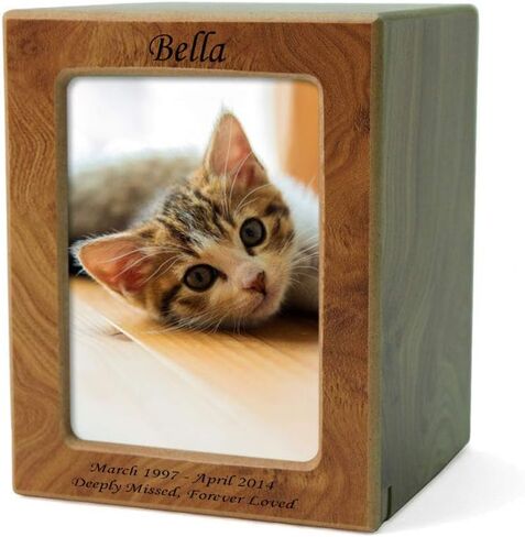 قريبة من عزيزتي الحيوانات الأليفة النصب التذكارية MDF Pet Photo Cremation Cremation ، 200 بوصة مكعبة ، تشطيب الكرز in Kuwait