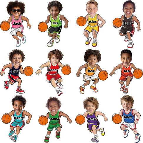 48 Set Basketball Bulletin Board Decors Basketball Players Cutouts Basketballs Jersey Paper Cut-Outs Classroom Decor for Boys DIY Craft Photo Sports Theme Party School Home Wall Chalkboard Supply in Saudi Arabia