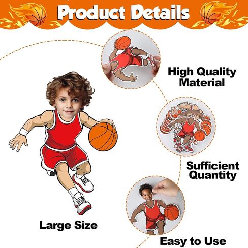 48 Set Basketball Bulletin Board Decors Basketball Players Cutouts Basketballs Jersey Paper Cut-Outs Classroom Decor for Boys DIY Craft Photo Sports Theme Party School Home Wall Chalkboard Supply in Saudi Arabia
