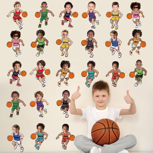 48 Set Basketball Bulletin Board Decors Basketball Players Cutouts Basketballs Jersey Paper Cut-Outs Classroom Decor for Boys DIY Craft Photo Sports Theme Party School Home Wall Chalkboard Supply in Saudi Arabia