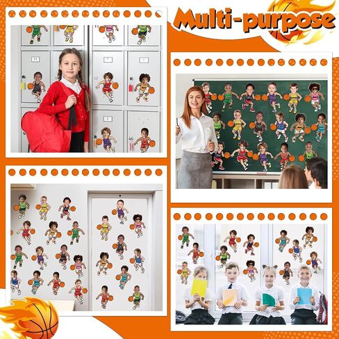 48 Set Basketball Bulletin Board Decors Basketball Players Cutouts Basketballs Jersey Paper Cut-Outs Classroom Decor for Boys DIY Craft Photo Sports Theme Party School Home Wall Chalkboard Supply in Saudi Arabia