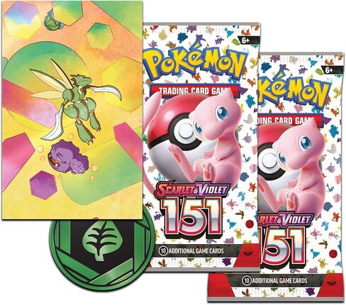 Pokemon TCG: Scarlet & Violet - 151 Mini Tin - Scyther and Weezing (حزمان معززتين ، بطاقة عمل واحدة و 1 بطاقة فنية) in Saudi Arabia