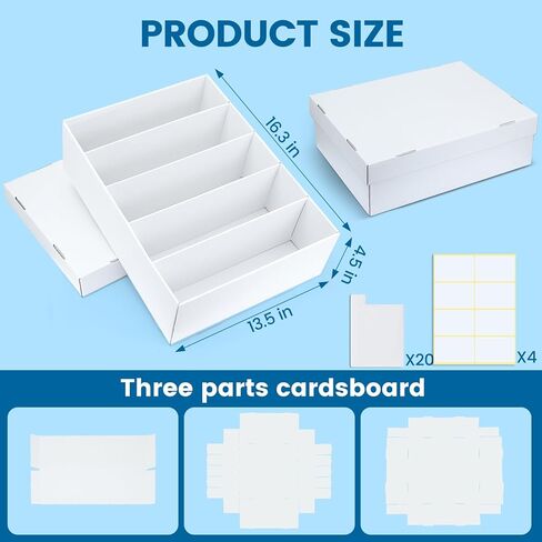 4 Pack Trading Card Storage Box - Holds 800 Top Loaders & 220 One Touch - Cardboard Case with Dividers for Sport Cards (5 Rows) in Kuwait