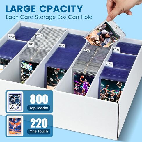 4 Pack Trading Card Storage Box - Holds 800 Top Loaders & 220 One Touch - Cardboard Case with Dividers for Sport Cards (5 Rows) in Kuwait