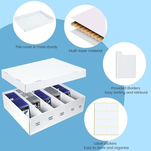4 Pack Trading Card Storage Box - Holds 800 Top Loaders & 220 One Touch - Cardboard Case with Dividers for Sport Cards (5 Rows) in Kuwait