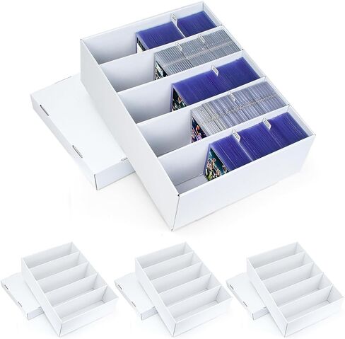 4 Pack Trading Card Storage Box - Holds 800 Top Loaders & 220 One Touch - Cardboard Case with Dividers for Sport Cards (5 Rows) in Kuwait