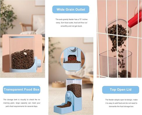 Hanging Automatic Pet Food Dispenser, 54oz Large Capacity Pet Feeder, Auto Gravity Cage Hanging Food Bowl for Small Dog Cat Rabbit Ferret Guinea Pig Hedgehog Chinchillas (Blue) in Kuwait