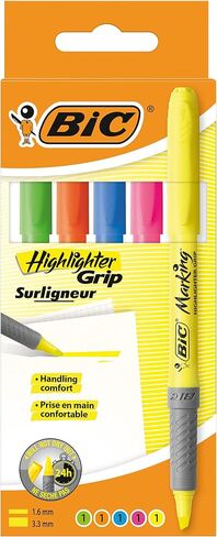 BIC Brite Liner Grip Fluorescent Highlighter, Chisel Tip, Pink, 12 highlighter in Saudi Arabia