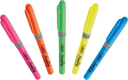 BIC Brite Liner Grip Fluorescent Highlighter, Chisel Tip, Pink, 12 highlighter in Saudi Arabia