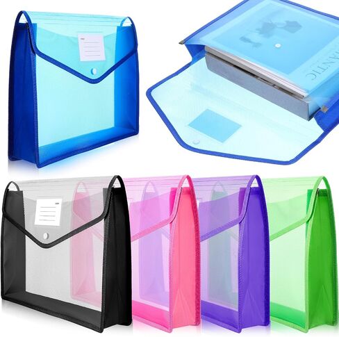 5Pcs Plastic Envelope Folder B4 Tax Organizer Folders for Drawer Travel File Folder for Receipts Waterproof Standing Accordion Document Organizer with Snap Closure for Office Home Storage in Kuwait