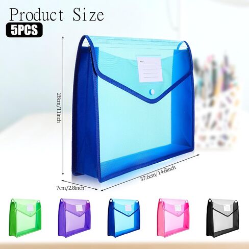 5Pcs Plastic Envelope Folder B4 Tax Organizer Folders for Drawer Travel File Folder for Receipts Waterproof Standing Accordion Document Organizer with Snap Closure for Office Home Storage in Kuwait